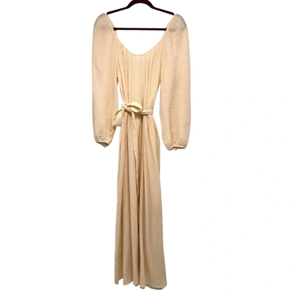 Reformation NWT Milana Blush Crepe Cotton Scoop Neck Long Sleeve Maxi Dress 8 - Picture 5 of 16